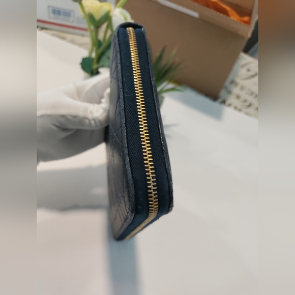 Dior Navy Blue Zip round wallet Cannage - Picture 7 of 14